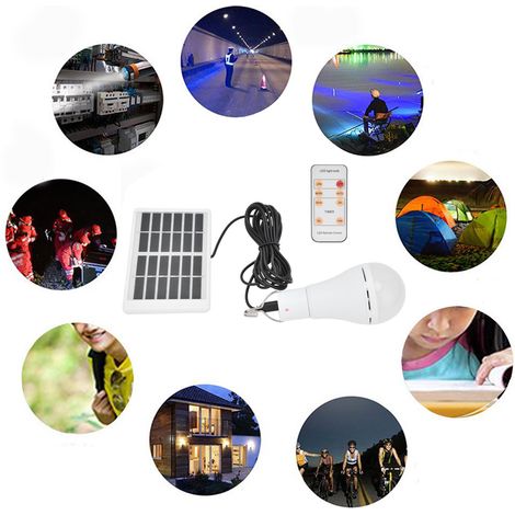 7-W-LED-Solarlampe mit Fernbedienung, integrierter Lichtsteuerung, Garten- oder Camping-Nachtlicht, reinweißes Licht (1/5)