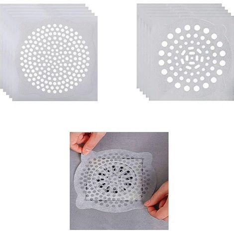 Lot de 30 autocollants jetables en maille pour évacuer les cheveux et les poils de chien pour douche et baignoire