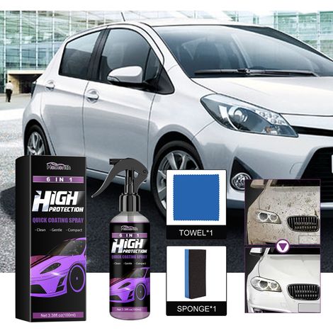 Car Protection Spray 6-in-1: Paint Coating, Sealing, Dustproof, Anti-fouling, Polishing, Refurbishing, Coating Agent -- 100ml + Sponge + Cloth -- BIEMMEDUE (1/5)