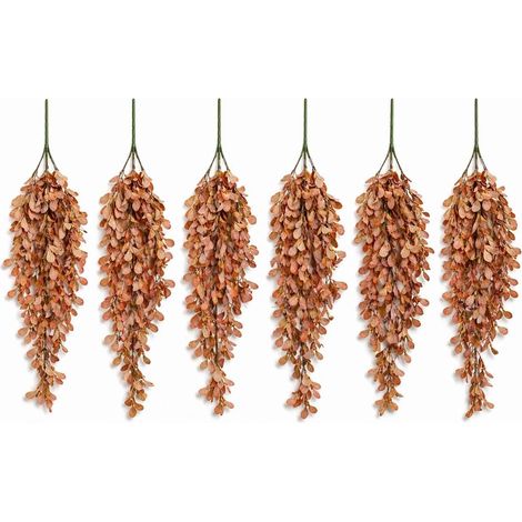 Pack of 6 x 70cm Artificial Trailing Botanik Spray Stem - Dusty Orange - Premium Quality (1/5)