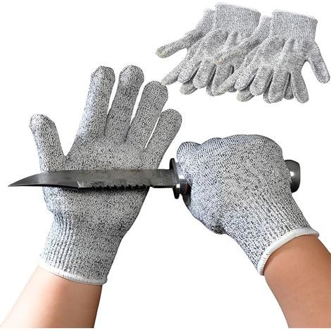 2 Paires Gants Anti Coupure de Niveau 5,Gants de Travail,Gants Anti-Coupures Enfant Femme, pour Cuisine, Jardinage, Bricolage, Extérieur Explore Éviter Coupures,M (1/5)