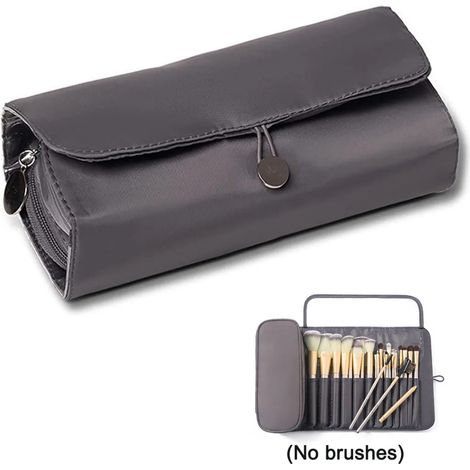 Sac de Rangement de Pinceaux de Maquillage Portable Étui de Pinceaux de Maquillage de Voyage Contient 20+ Pinceaux de Maquillage Pochette de Maquillage Sac de Rangement à Enrouler pour Femmes Gris (1/5)