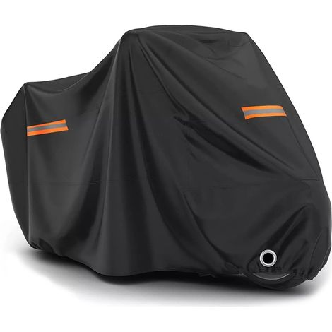 Funda impermeable negra para motocicleta, tira reflectante, chaqueta para motocicleta, funda para bicicleta eléctrica Tafu 190T de poliéster. (1/5)