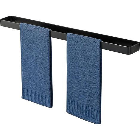 Porte Serviette Mural pour Salle de Bain, Support Serviette en Aluminium pour Cuisine Baignoire Lavabo, Montage à Vis Finition Noire 70CM, EGYS24030-700-B (1/5)
