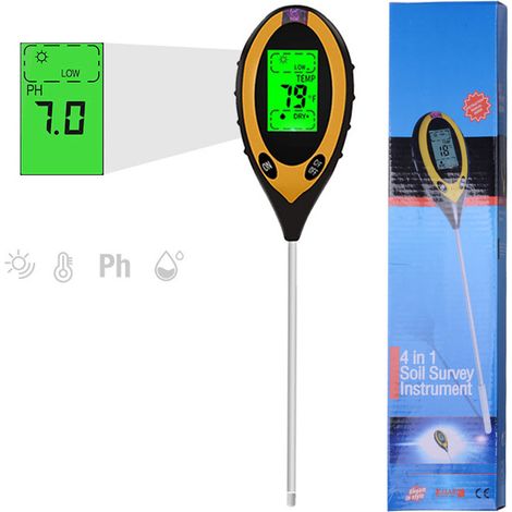 Testeur de sol PH mètre humidité éclairage capteur de température affichage LED pour jardin anglais (1/5)
