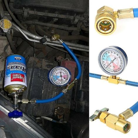 Outil de remplissage de gaz réfrigérant automobile R134a avec manomètre pour réfrigérant de climatisation (1/4)
