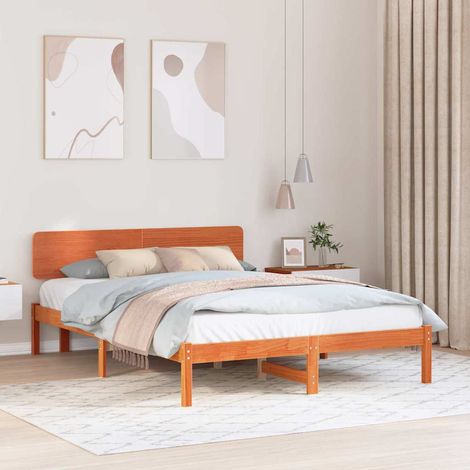 Bettrahmen Wachsbraun 160 x 200 cm Massives Kiefernholz