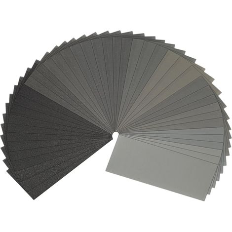 Papier de Verre, Papier Abrasif 120/150/180/240/320/400/600/800/1000/1200/1500/2000/2500/3000 Grains Utilisé pour polir le métal le bois les voiture, 42 Pièces Papier à Poncer 9x3,6 pouces