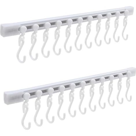 Lot de 2 supports muraux pour ustensiles de cuisine, sans perçage, avec 10 crochets de suspension pour cuisine et salle de bain (1/5)