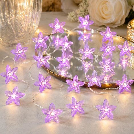 2 Lilie Lichterkette 2 m 20 LED batterie violet été jardin décoration (1/5)