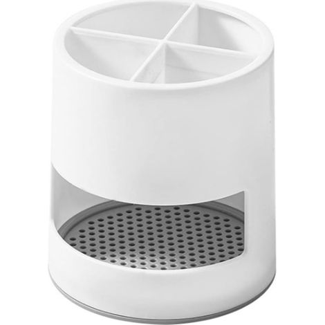 Sollbry Porte-Brosse à Dents avec 4 Compartiments, Support de Rangement pour brosses à Dents électrique Pot de Rangement Multifonctionnel pour brosses à Dents pour la Salle de Bain et la Cuisine Blanc (1/5)