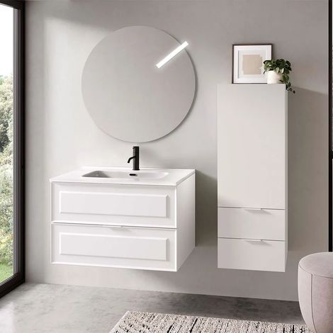 Mobile bagno sospeso 100 cm bianco opaco con lavabo e specchio Matisse (1/5)