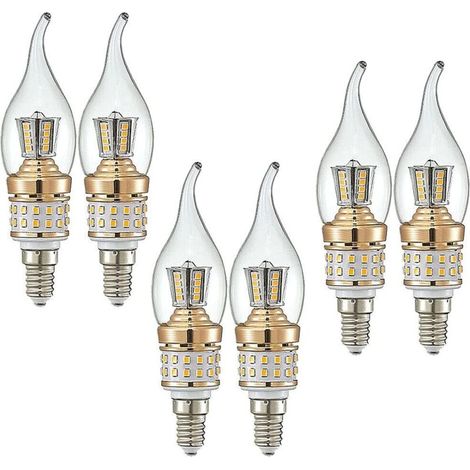 Ampoules Bougies LED E14 10W Petites Ampoules à Vis Candélabre LED Non Graduable Lustre Blanc Chaud 3000K Lampes à Économie D'énergie Vintage(Équivalent à 90W) 6Paquets (1/5)