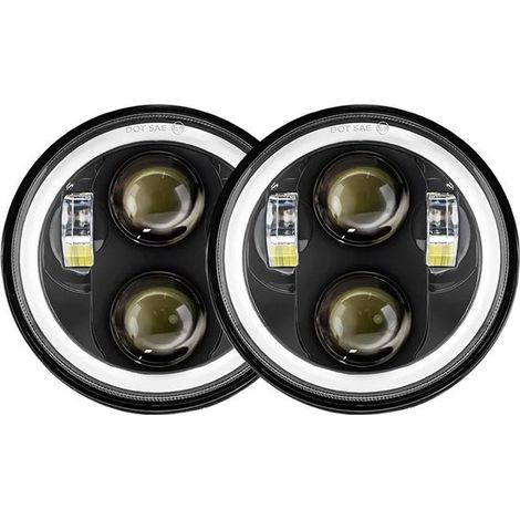 Set di 2 fari a LED per moto da 5,75 pollici 40W Halo neri – adatti per Triumph Rocket III e Speed Triple (1/5)
