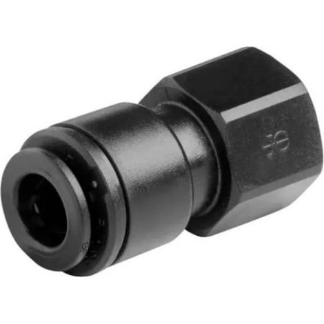 Connettore rigido femmina Push-Fit da 1/4" (8x13) in acetale nero per tubo da 5/16" (8 mm)