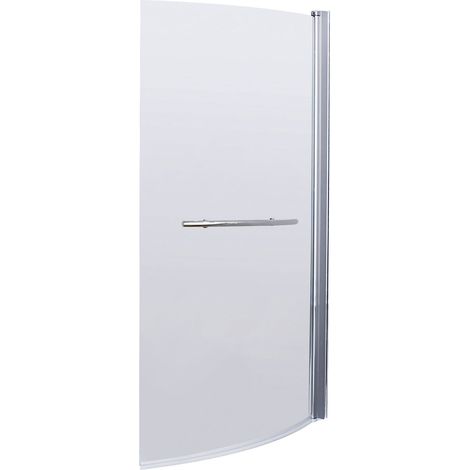 Curved 6mm Toughened Safety Glass Reversible B-Bath Screen with Towel Rail - Chrome (1/2)
