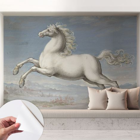 Papier peint adhésif autocollant pour salon chambre à coucher tendance et originale Chevaux au galop 208x146 cm (1/5)