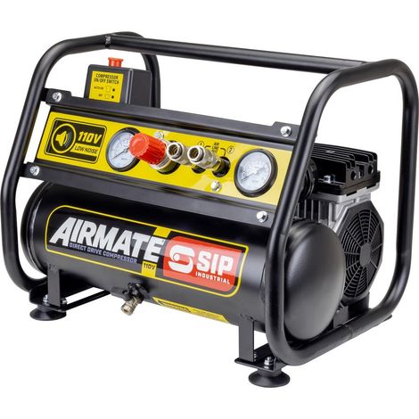 SIP AIRMATE 110V 6L 1.5hp Low Noise Oil-Free Direct Drive Compressor - L35 x W44 x H34 cm