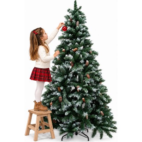 Albero di Natale Tirolese 180 cm Innevato con Pigne Addobbo Natalizia Foltissima (1/5)
