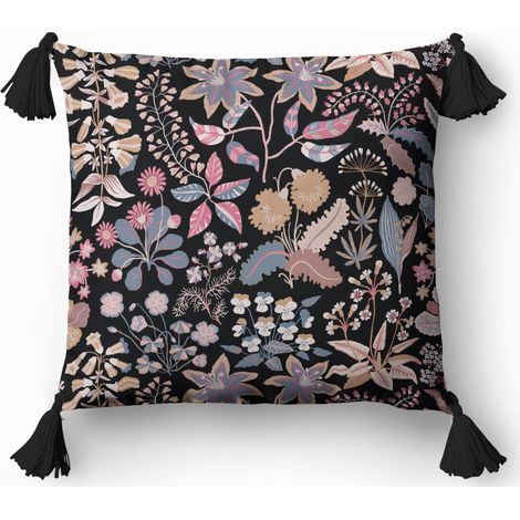 Coussin décoratif 45x45 cm, motif floral bohème (1/2)