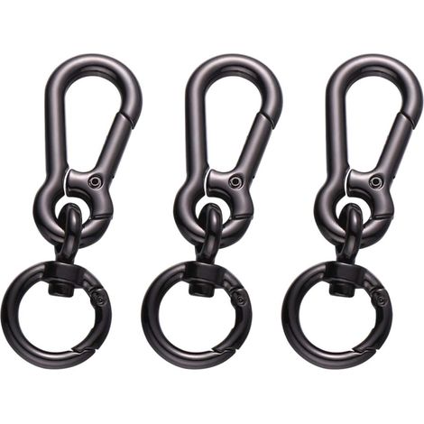 Boucles de Corde en Alliage de Zinc Robustes, Crochet Porte-clés à Ressort, Lot de 3 Pièces, Couleur Noir Foncé, Accessoires pour Laisses de Chiens, Usage Quotidien pour Animaux (1/5)