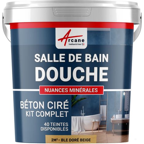 béton ciré, salle de bain, douche italienne, pièce d'eau, kit, beton, cire, salle de bains, douche italienne - 2 m² (en 2 couches) Blé Doré Beige - ARCANE INDUSTRIES