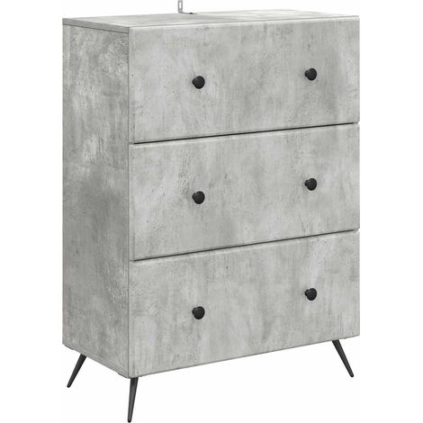vidaXL Mobile con Cassetti Grigio Cemento 66 x 34,5 x 90 cm