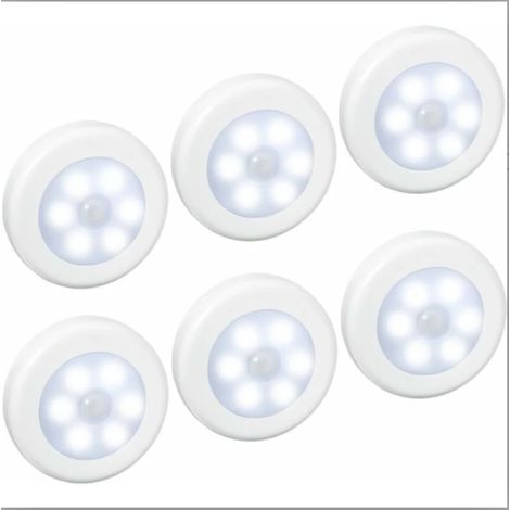 Lampes LED à détecteur de mouvement (6 pièces) - Pour armoires, escaliers et placards (1/4)