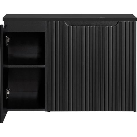 Waschbeckenunterschrank Skelbolu mit 3 Türen 90x60x40cm Schwarz [en.casa]