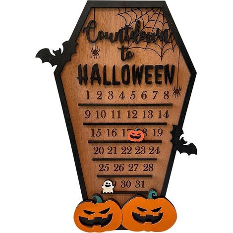 Halloween-Adventskalender (Abend) – DIY-Adventskalender aus Holz – Zitronen-Geisterbaumstamm-Adventskalender – Kalenderdekoration – Halloween-Kreis – Geschenk (1/5)