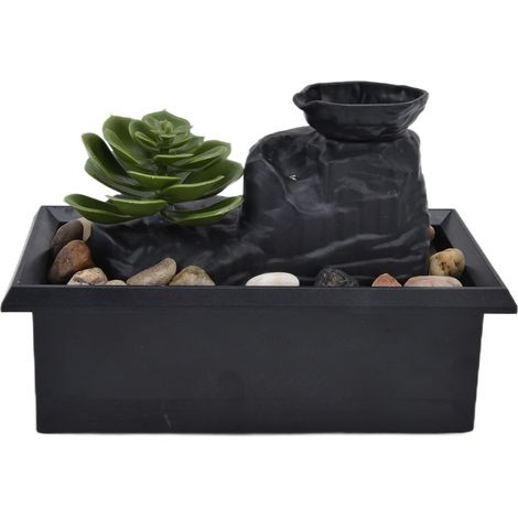 Fontaine à eau décorative USB 3V avec plantes succulentes et lumière LED pour la décoration intérieure de la maison ou du bureau. (1/5)