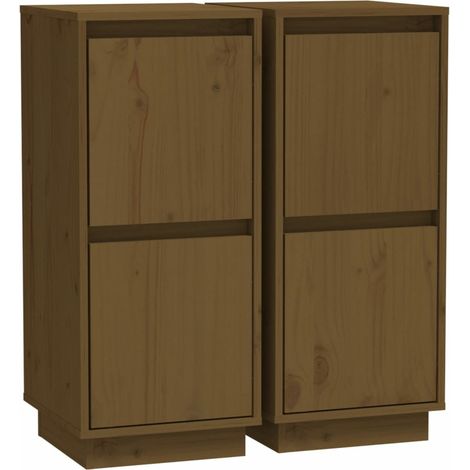 Credenze 2 pz Ambra 31,5x34x75 cm in Legno Massello di Pino vidaXL (1/5)