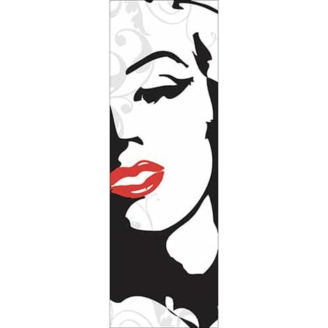 Sticker réfrigérateur et lave vaisselle, Marilyn dessin visage noir et blanc, lèvres rouges, 180 cm X 59,5 cm (1/2)