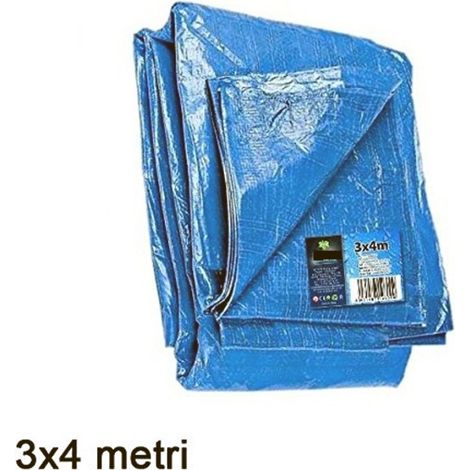TRADE SHOP - Telo Impermeabile Copritutto 3x4mt Telone N Polietilene Colore Blu Per Auto Moto - (1/2)