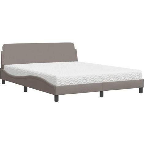 Maison Exclusive - Lit avec matelas Dover taupe 160x200 cm tissu (1/5)
