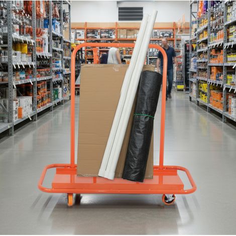 Carro transportador de placas de acero, 1000 kg, 4 ruedas, naranja DESVIAE (1/5)