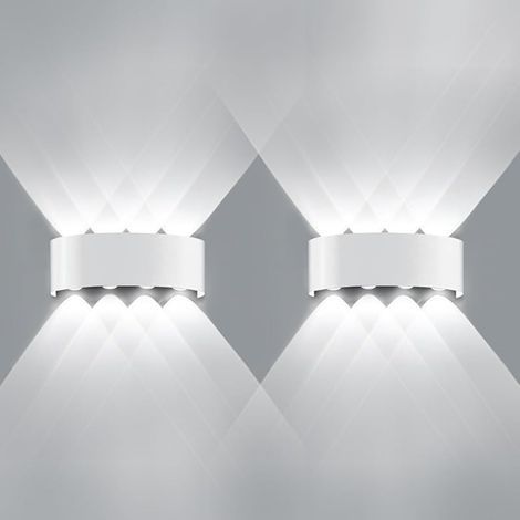 2 Pièces Moderne LED Applique Murale, 8W 6000K Blanc Froid Lampe Murale, IP65 Etanche Éclairage Mural, Aluminium Luminaire Murale pour Chambre Couloir Salon Escalier (1/5)