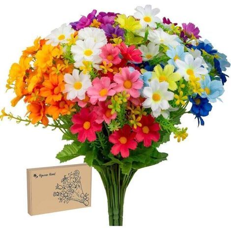 7 Bouquets de Marguerites Artificielles pour Décor Intérieur et Extérieur Jardin Patio Fenêtre (1/4)