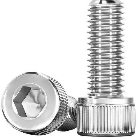 10 Pièces Vis Cylindriques à Six Pans Creux M6 x 25mm - Boulon Hexagonal Filetage Complet Vis en Acier Inoxydable A2 V2A, Argent (1/5)