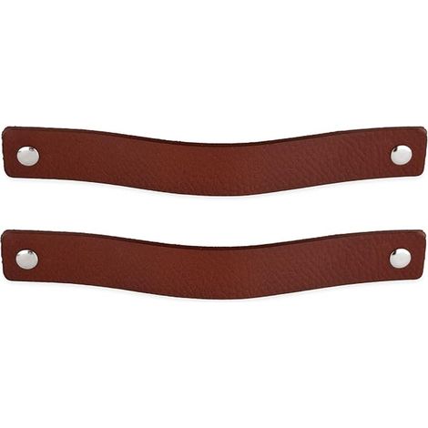 Poignées meuble cuir – 20 x 2,5 cm – Cognac (1/4)