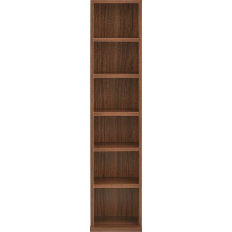 Scaffale per CD Torre per CD/DVD Portaoggetti 6 superfici di appoggio 90 x 20 x 20 cm MDF melaminico effetto noce 030001678