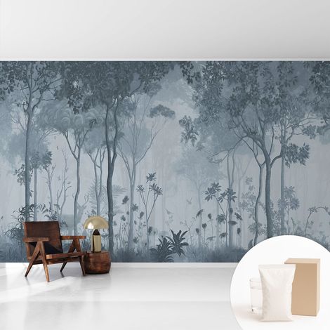 Tapete Vliestapete mit Kleber - abwaschbar - Tapete mit Motiv - trendige Wanddeko - elegant Fototapete Mystik des Waldes 416x254 cm (1/5)