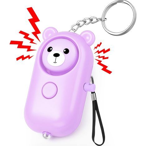 Tragbarer Sicherheitsalarm, 130 dB laute Notfallsirene, Personenalarm mit LED-Licht, für Erwachsene und Kinder, lila (1/5)