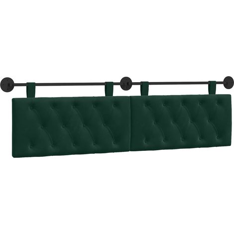 Testiera Testata del letto sospesa Con luce LED Verde Scuro Velluto (1/5)