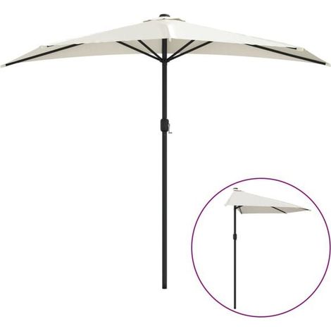 Parasol de balcon, mât en aluminium, couleur sable, 270 x 144 cm, demi-longueur (1/5)