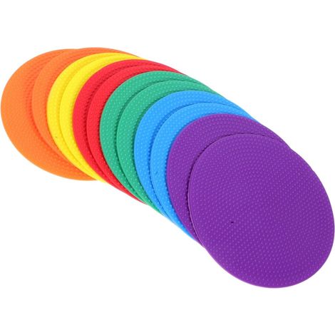 Colored Round Mat Markers, 12 Pieces Flat Discs, Flat Markers for Football and Basketball Training, Soft and Non-Slip Discs for Exercises, Points, and Sports Games (1/5)