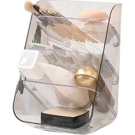 Porte-stylo de bureau pour étudiant, organiseur de fournitures scolaires, étagère inclinée transparente, organisateur multifonctionnel pour coiffeuse de salle de bain A (1/5)