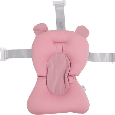 Coussin de Bain Bébé Flottant Respirant Ajustable pour Nouveau-né en Forme d'Ours Rose (1/5)