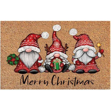 Paillasson nain Gnome de noël, tapis de bienvenue joyeux noël, tapis de porte40X60cm (1/5)