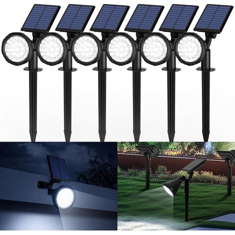 Lot de 2 Spots Solaires d'extérieur, projecteurs solaires,IP65 étanches à 25 LED lampes solaires pour chemins, extérieur Jardins, Clôtures (Blancs Chaud) (1/5)